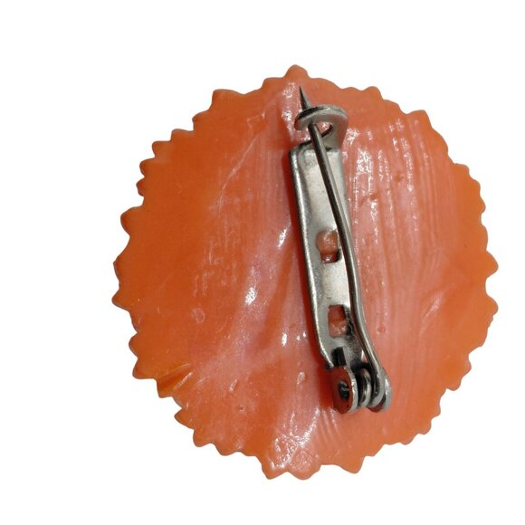 Celluloid chrysanthemum flower pin brooch - Picture 3 of 4